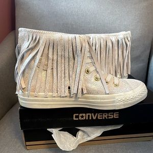 Converse CTAS Fringe Hi Egret Leather Sneakers
